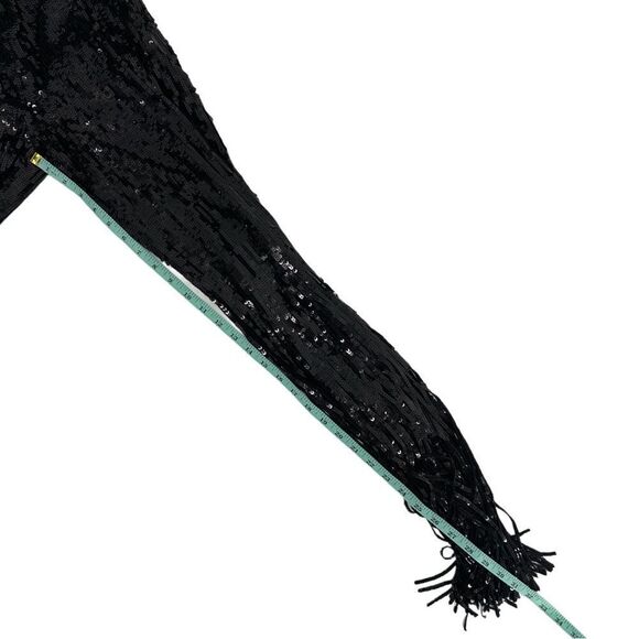 H&M Studio S/S 2021 Fringed Meshed Sequin Black Trousers Size 2 - Picture 10 of 11